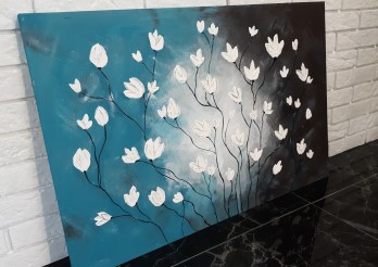 Painting в смешанной технике Белые тюльпаны
