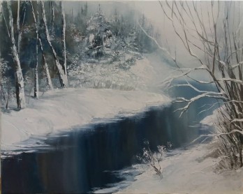 Painting маслом Зимний пейзаж