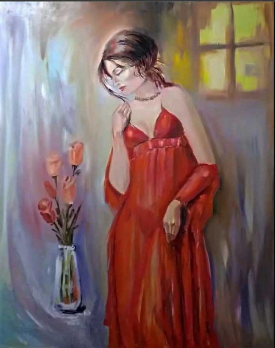 Painting маслом Утренние цветы