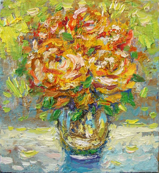 Painting маслом Золотые розы