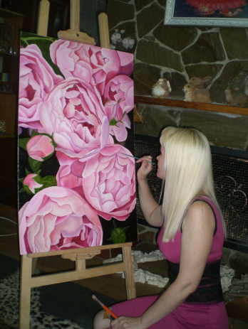 Painting маслом Пионы