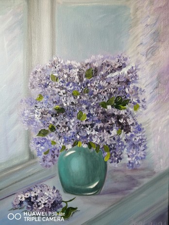 Painting маслом Сирень в вазе
