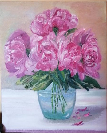 Painting маслом Пиония 
