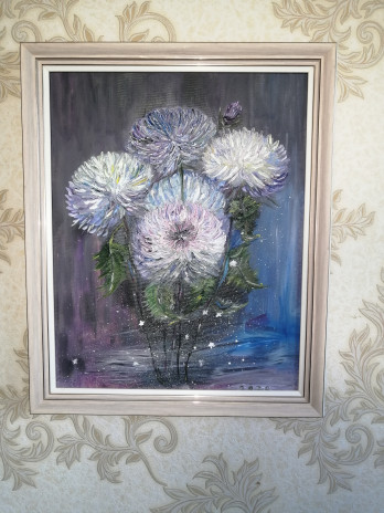 Painting маслом Хризантемы 
