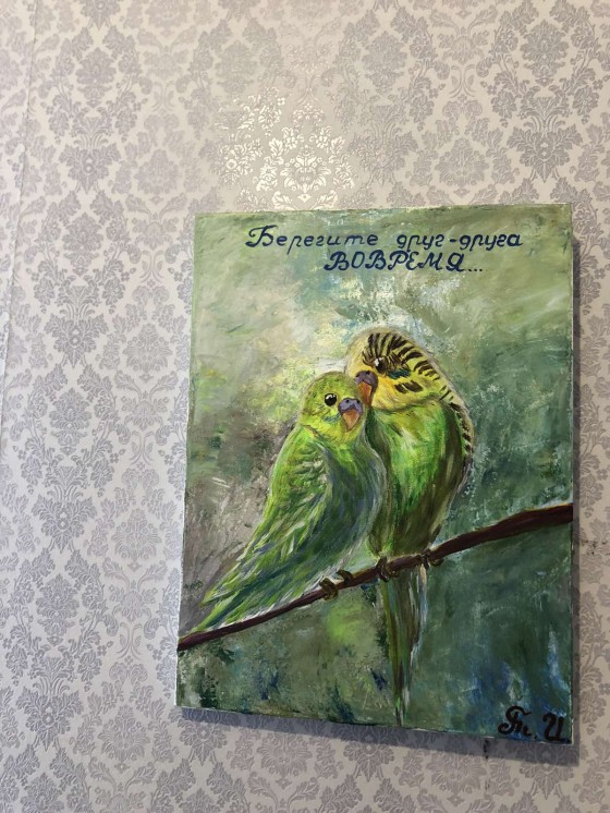 Painting акрилом Попугайчики