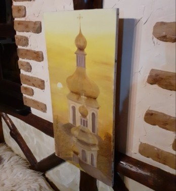 Painting маслом Картина маслом " Рассвет в Киево-Печерской лавре"