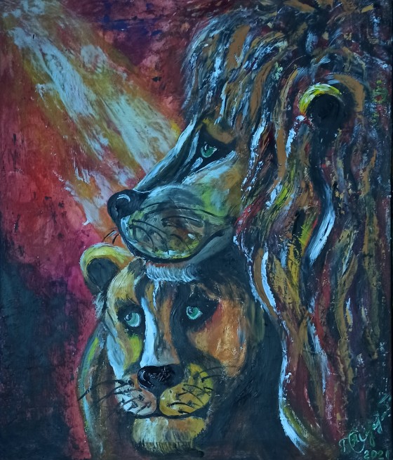 Painting маслом Львы