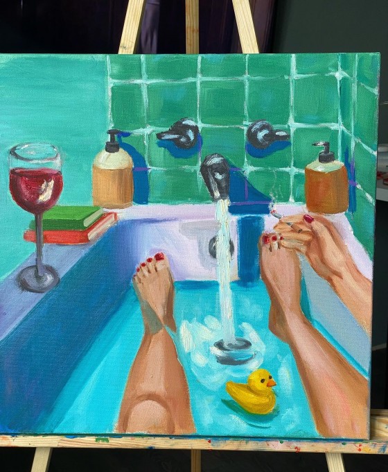 Painting маслом Bath time