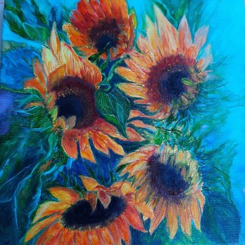 Painting маслом Подсолнухи 
