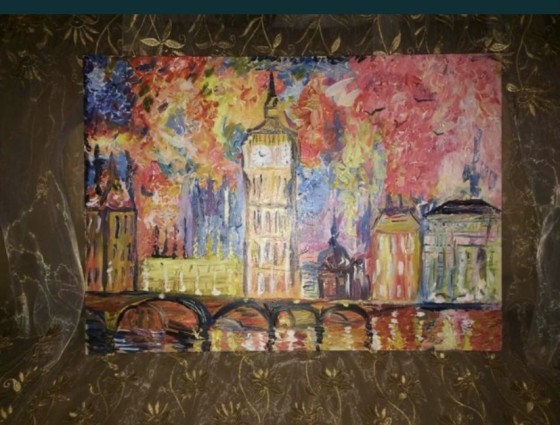 Painting в смешанной технике Лондон глазами творца 