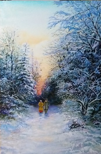 Painting маслом Зимняя прогулка