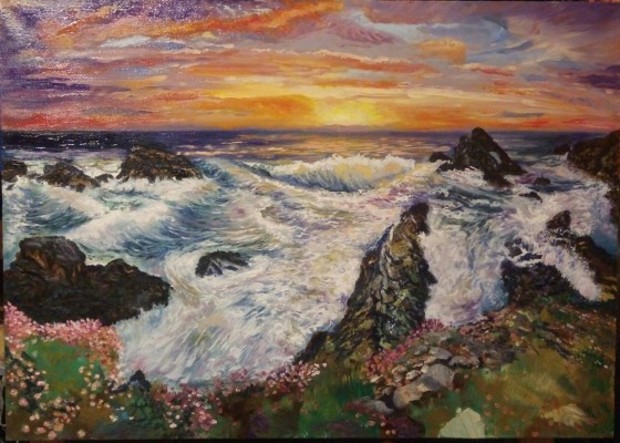 Painting маслом Вечерний прибой.