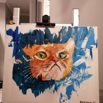Painting акрилом Наглая рыжая морда