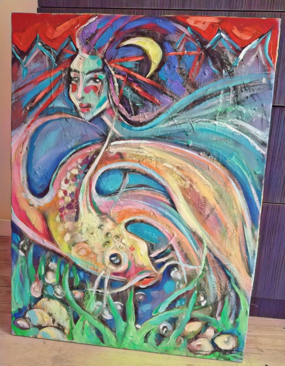 Painting акрилом Японка