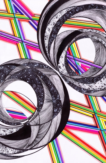 Painting в смешанной технике Космическая радуга