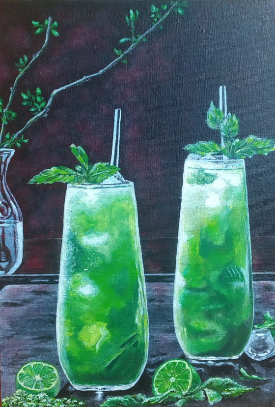 Painting акрилом "освежающее мохито"