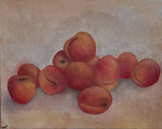 Painting гуашью Персики