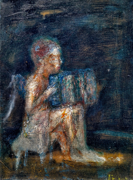Painting маслом Ангел баянист