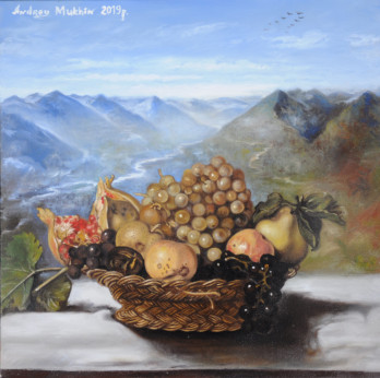 Painting маслом Caravaggio still life with mountains