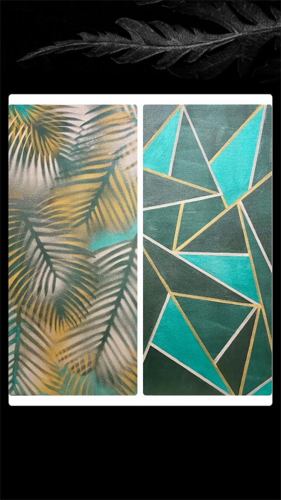 Картина акрилом Пальмовые листья и геометрия