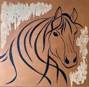 Картина акрилом Огненная лошадь