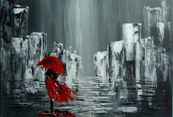 Картина акварелью Под Дождем