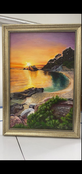 Картина маслом Закат на пляже