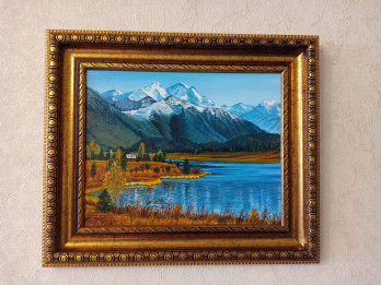 Картина маслом Осень на озере