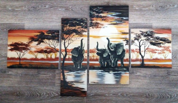 Картина маслом Африканские слоны 