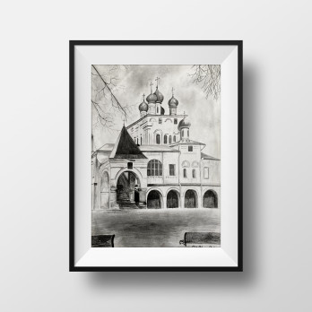 Картина карандашом Церковь
