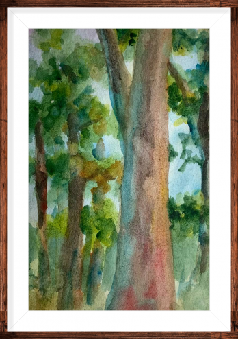 Картина акварелью Етюд в лісі 