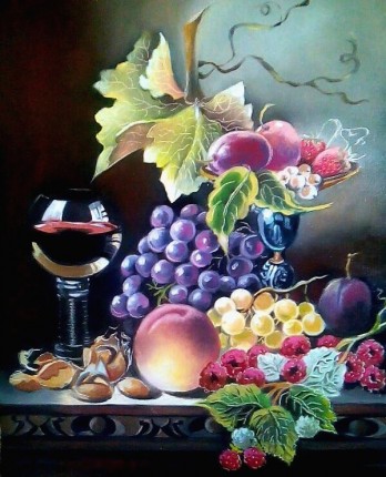 Картина маслом Натюрморт с виноградом