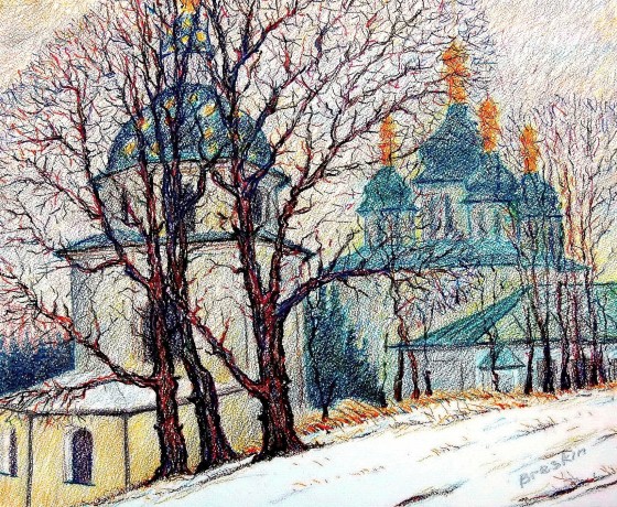 Картина пастелью Выдубечи
