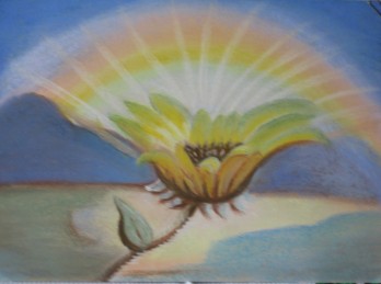 Картина пастелью "Цветок солнца"
