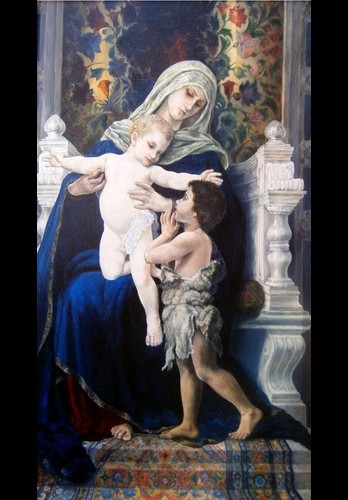 Картина маслом Богородица с Христом и Св.Иоанном Спасителем