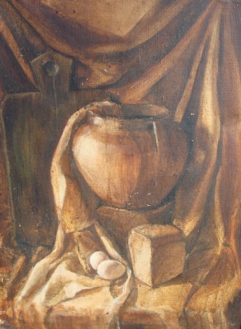 Картина маслом Натюрморт с хлебом и яйцами