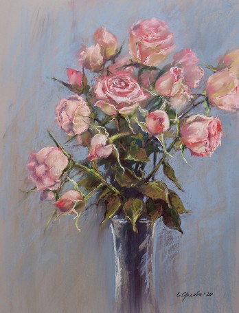 Картина пастелью Розы