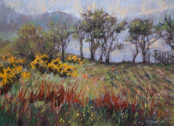 Картина пастелью На берегу озера Лох Несс