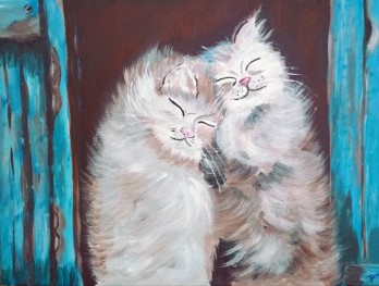 Картина акрилом Котики