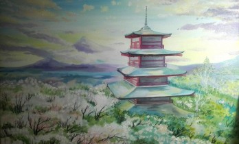 Картина маслом Япония. Рассвет