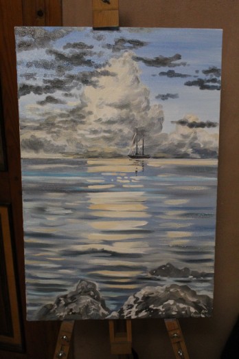 Картина маслом Море и облака