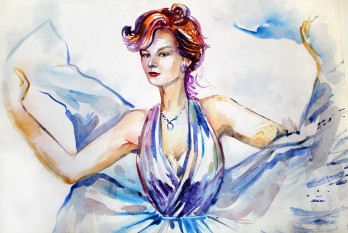 Картина акварелью Балерина