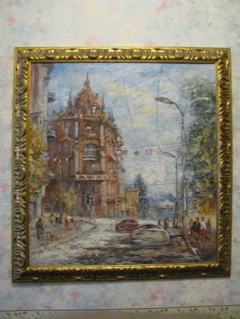 Картина маслом Городской пейзаж ул. Прорезная гостинница