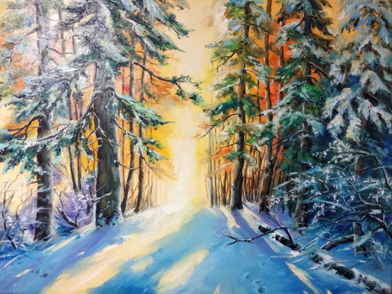 Картина маслом Зима
