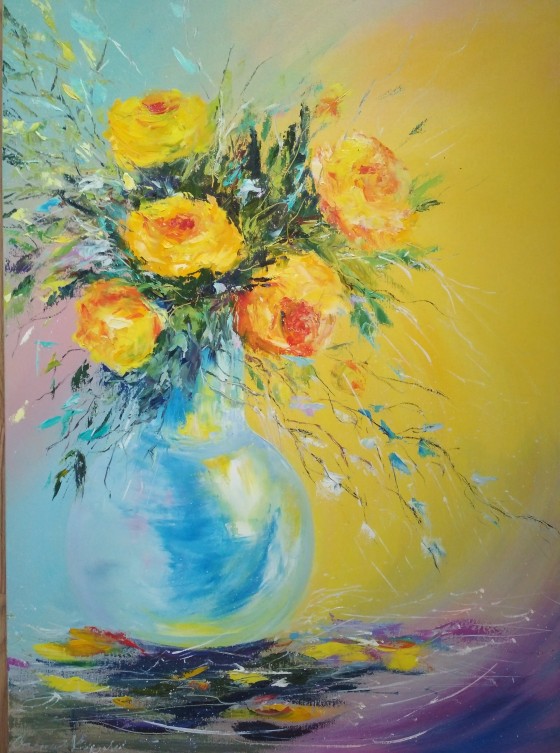 Картина маслом Жёлтые розы 
