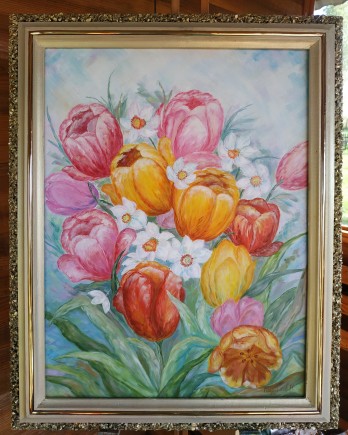 Картина маслом Букет тюльпанів