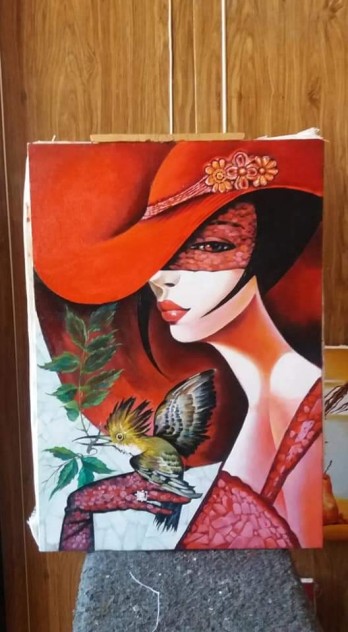 Картина маслом Девушка в шляпе