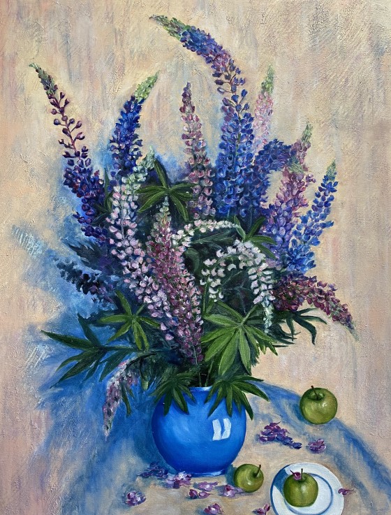 Картина маслом Люпины