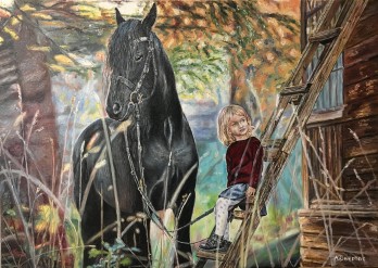 Картина маслом Девочка и лошадь
