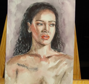 Картина акварелью Rihanna